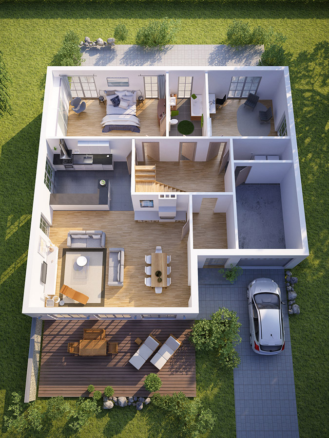 Aerial View of Building Floorplans